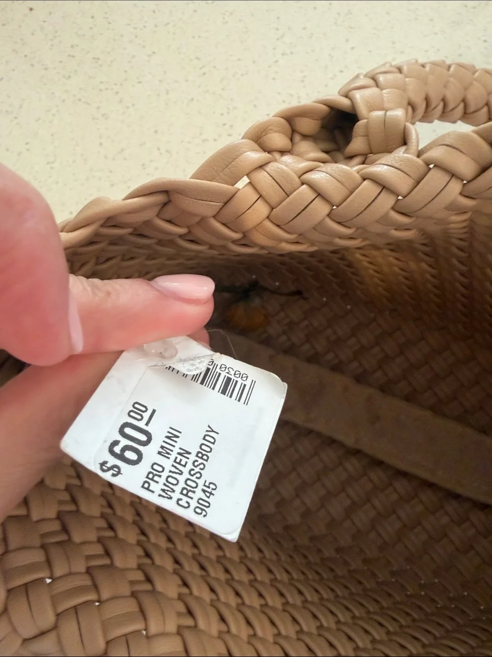 Woven Tote Handbag - Tan